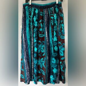 Panlther Vintage Made in USA Maxi Skirt, Floral & Ablstract Print Size 18.